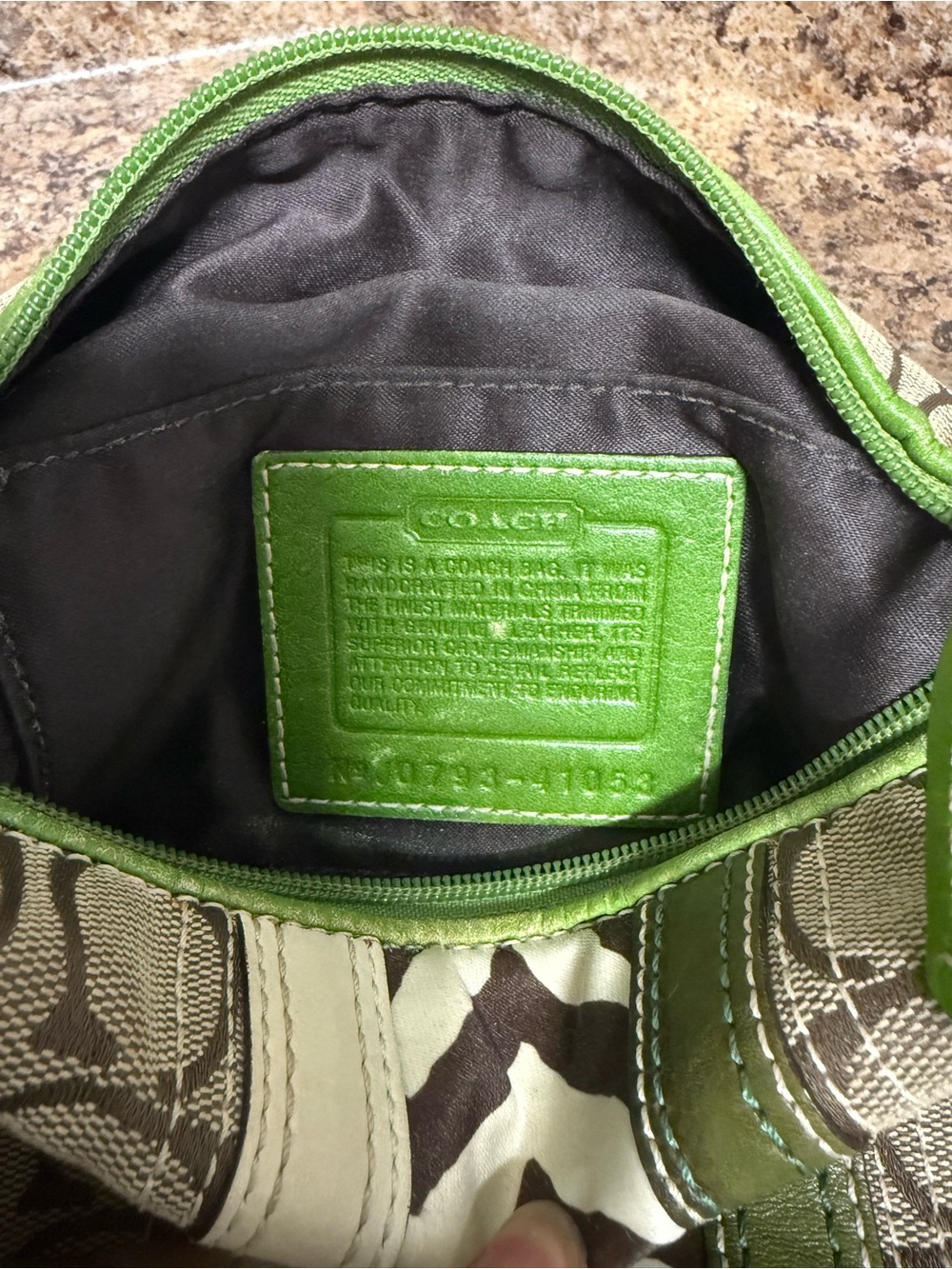 Coach Mini Bag in Green and Khaki Signature Canvas with Zebra Stripe - Picture 3 of 3